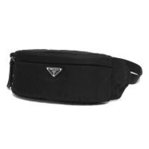 Prada Tessuto Saffiano Waist Bag Body Belt Triangle Logo Plate Black
